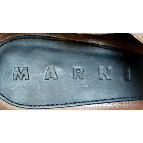 Marni BROWN GENUINE LEATHER SUEDE 4.5" HEEL WOMEN'S SANDALS SLINGBACK Sz 38 - Picture 7 of 9